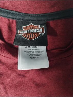 Harley-Davidson Burgundy Short Sleeve Tee with Logo Neck Tag